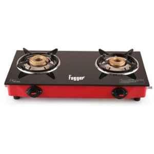 Fogger Nano 2 Burner Black & Red Glass Top Manual Ignition Gas Stove with 2 Years Warranty