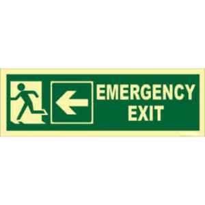 Telly Safety 4x12 inch Vinyl Emergency Exit Safety Sign Direction Board with Left Arrow