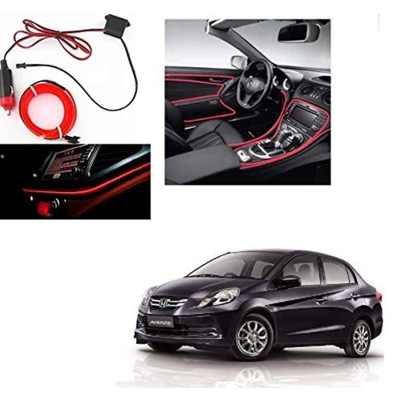Kozdiko 12V 5m Red Car Interior Decor Neon Strip Light for Honda Old Amaze (2013-2017)