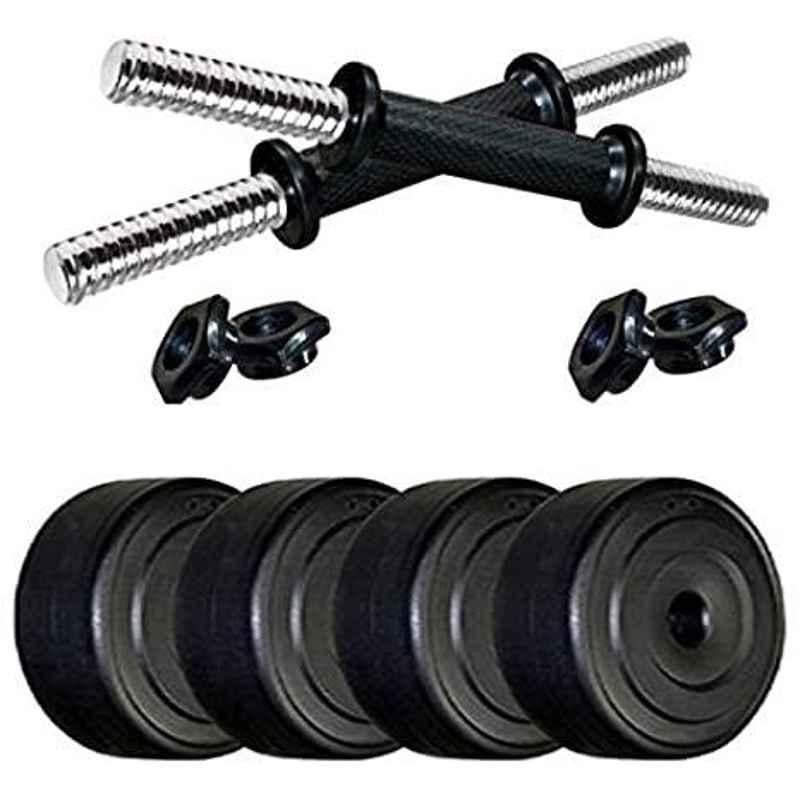 Spanco Home Gym with 34kg PVC Weight Plates (5kgx4 = 20kg + 25kgx4 = 10kg + 2kgx2 = 4kg) Gym Gloves & Dumbell Rods for Home Gym Exercise, Weight, Body Tonning, Fat Burning