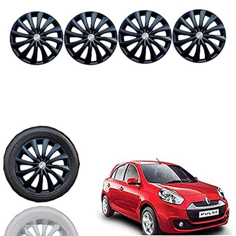 Auto Pearl 4 Pcs 14 inch Black Press Fitting Wheel Cover Set for Renault Pulse
