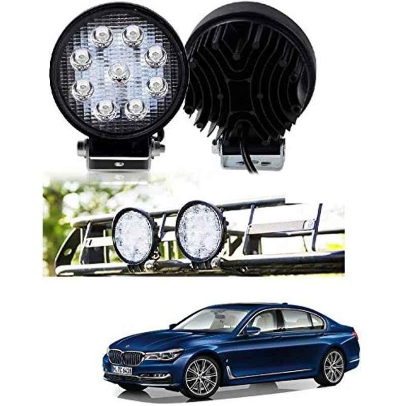 Kozdiko 2 Pcs 27W 4 inch 9 LED Waterproof Round White Fog Light Set with Mounting Brackets for BMW 7 Series, kozd_19881