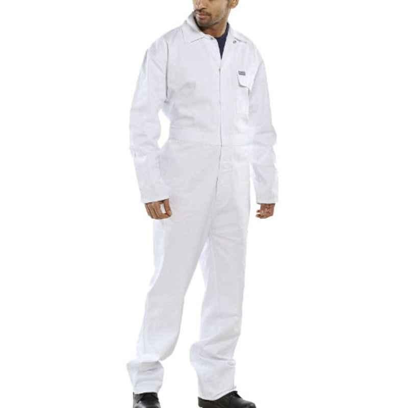 Superb Uniforms Polyester & Cotton White Coverall Boiler Suit, SUW/W/CBS06, Size: 3XL