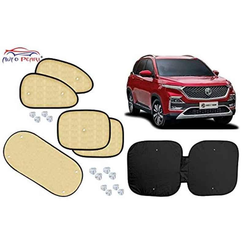 Auto Pearl 6 Pcs PVC & Mesh Beige Window, Front & Rear Sun Shade Set for MG Hector