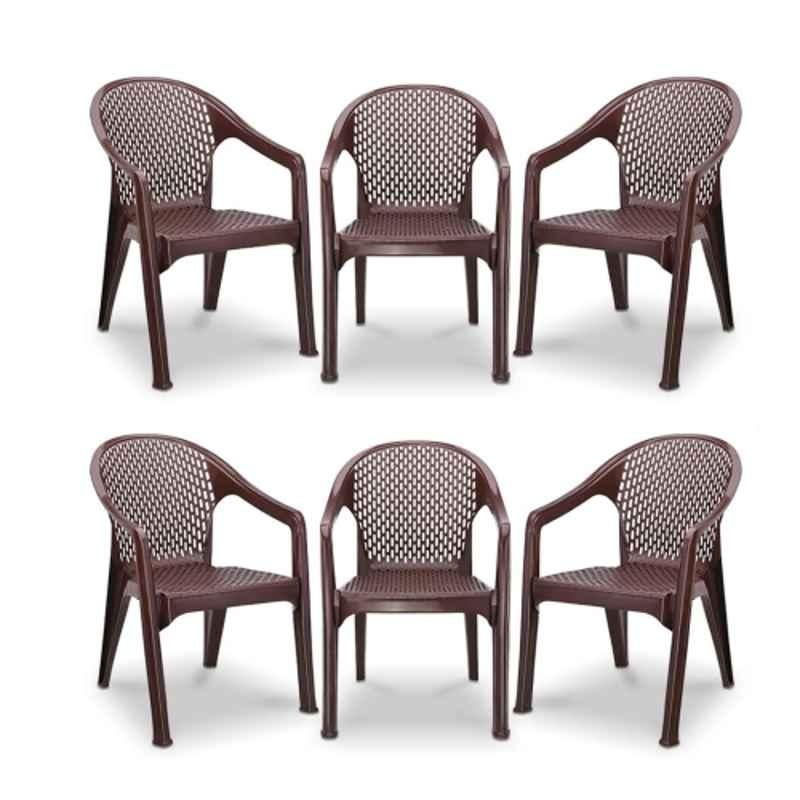 Maharaja Galaxy 570x580x800mm Plastic Brown Plastic Armrest Chair (Pack of 6)
