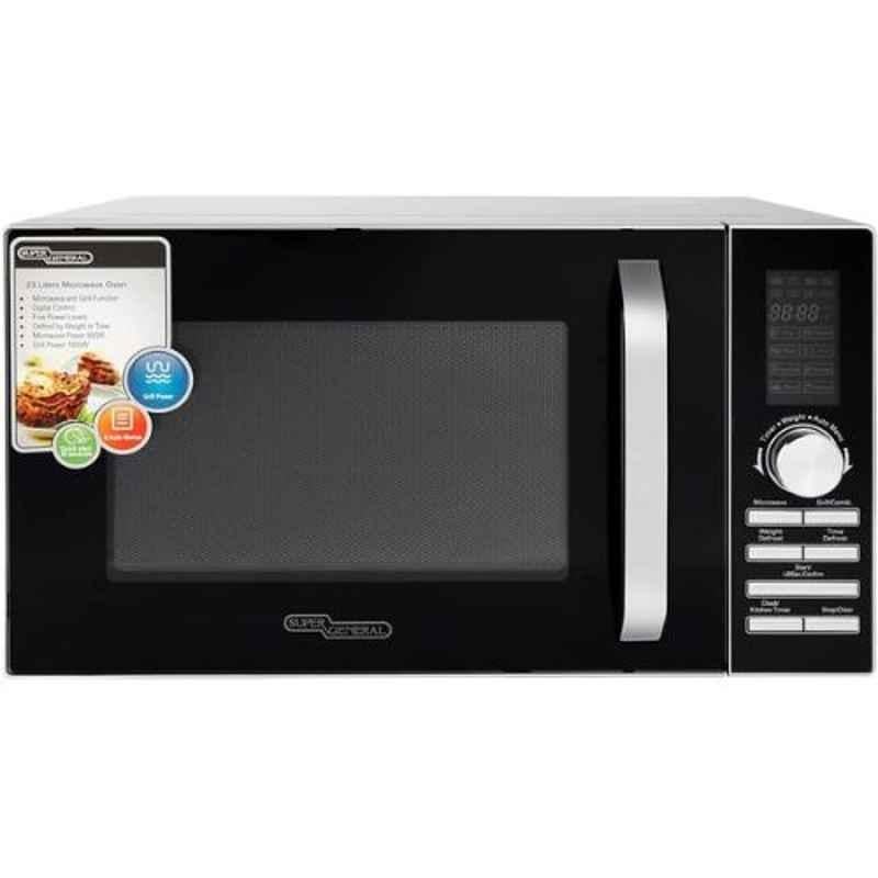 Super General 23L 1000W Silver & Black Compact Counter Top Microwave Oven, SGMM-9263-GS