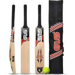 GLS Soft Pro Edition 800-900g Kashmir Willow Wood Full Cane Handle Painted Bat with Cover & Tennis Ball for 15+ Yrs