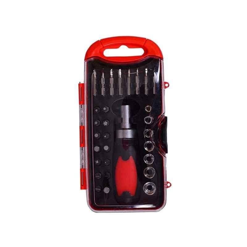 Visko VT9904 31 Pieces Red Ratchet Handle Screw Driver Set