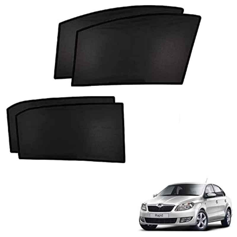 Kozdiko 4 Pcs Custom Fit Non Magnetic Curtains Mesh Car Sun Shade Set for Skoda Rapid