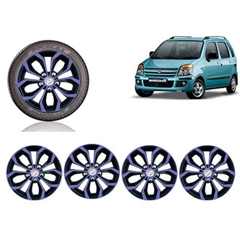 Auto Pearl 4 Pcs 13 inch Violet & Black ABS Press Type Hubcap Wheel Cover Set with Retention Ring for Maruti Suzuki WagonR20062010