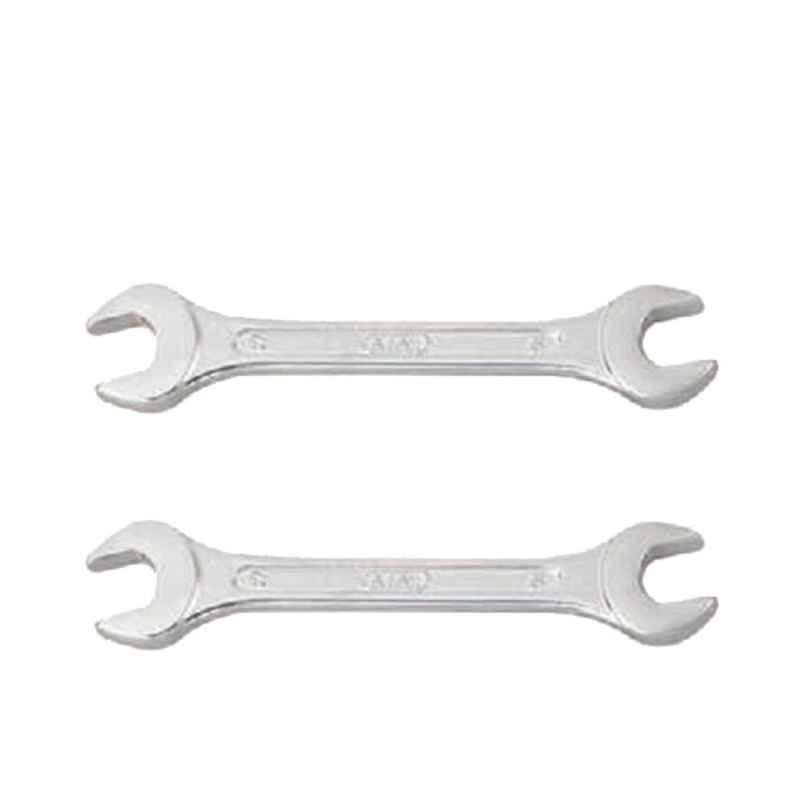 Kendo 14x15 inch Chrome Vanadium Steel Silver Double Open Ended Spanner, SO-05 (Pack of 10)