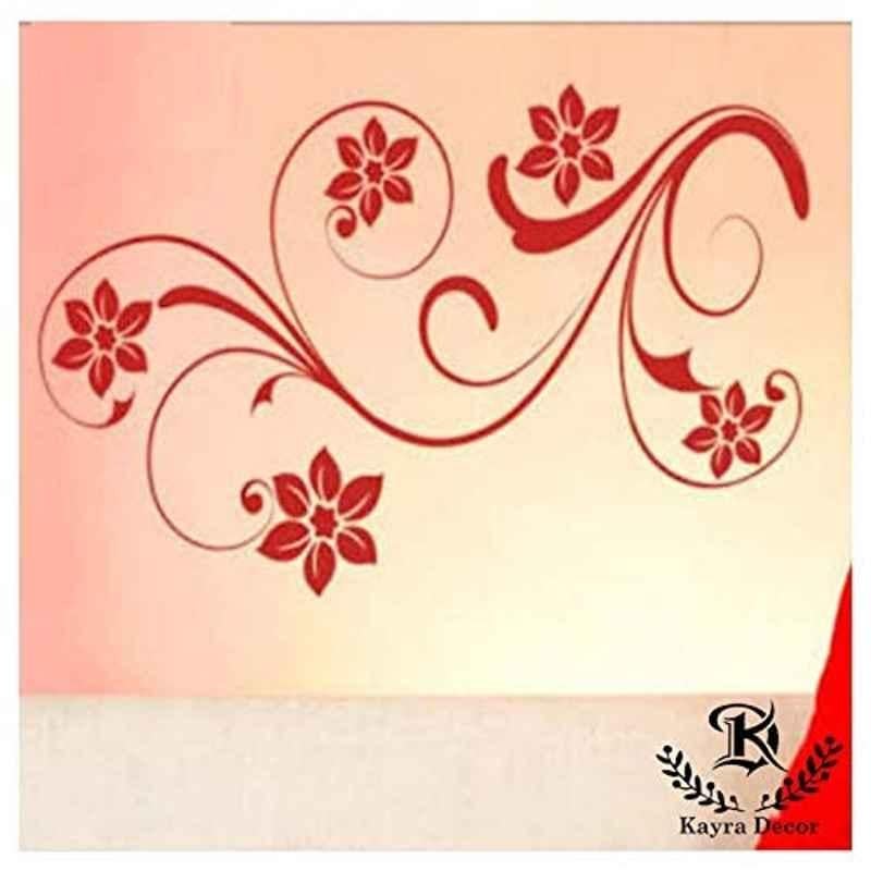 Kayra Decor 16x24 inch PVC Swirl Flower Wall Design Stencil, KHS375