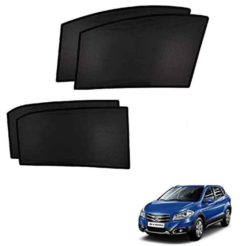 Kozdiko 4 Pcs Custom Fit Non Magnetic Curtains Mesh Car Sun Shade Set for Maruti Suzuki S-Cross