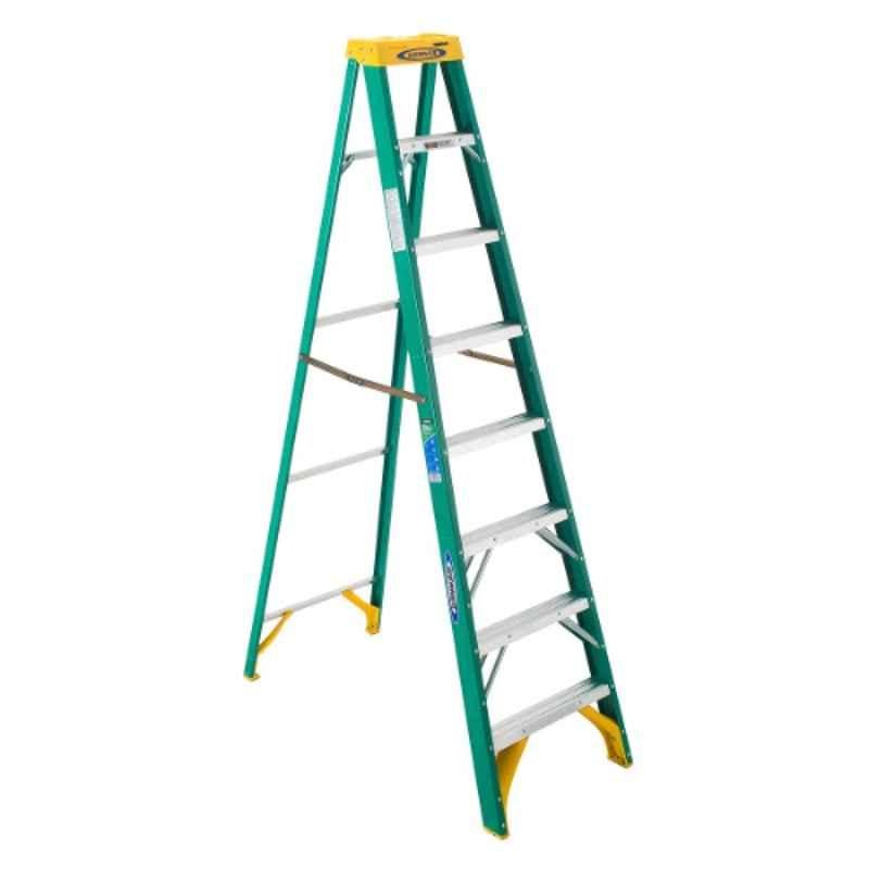 Werner 59 225lbs 8 Step Fiberglass & Aluminium Green & Yellow Ladder, 5908