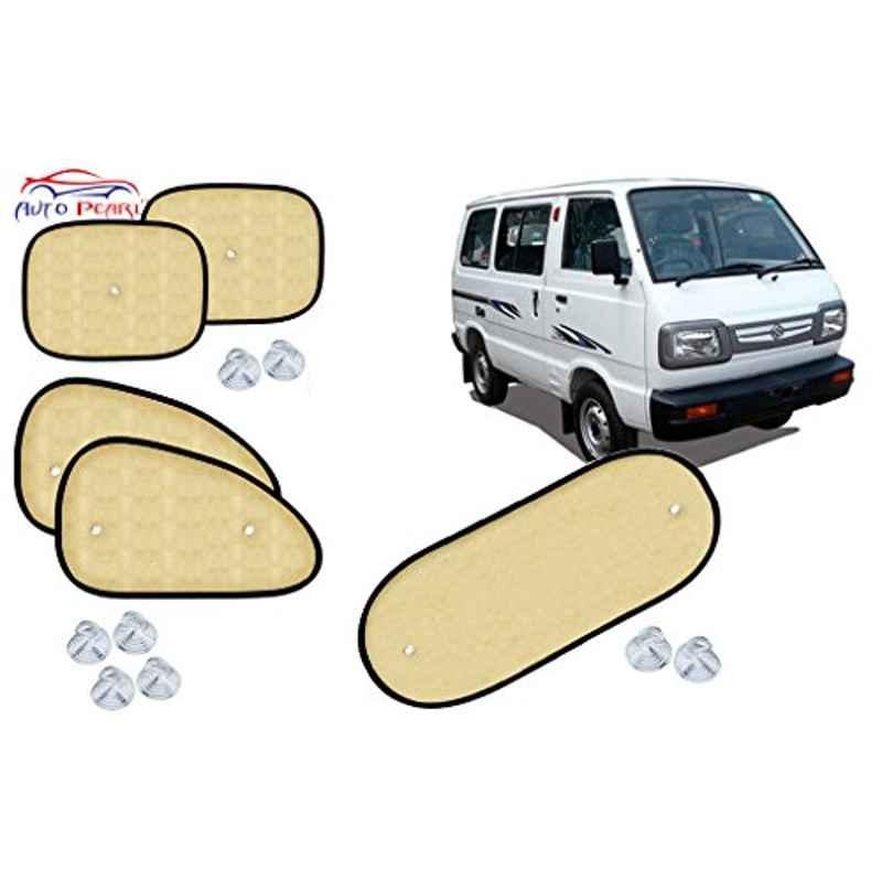 Auto Pearl 5 Pcs PVC & Mesh Beige Window & Rear Sun Shade Set for Maruti Suzuki OMNI