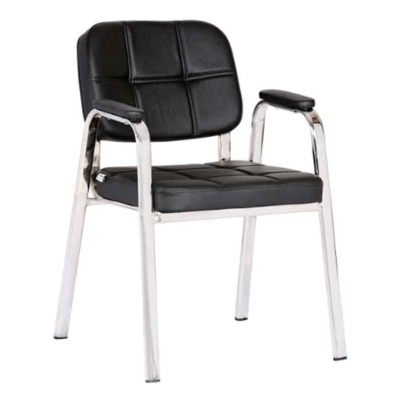 Da URBAN Weston Black Leatherette Heavy Duty Metal Frame Visitor Chair with Arms
