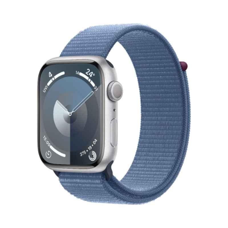Apple 9 41mm Silver Aluminium Case GPS & Cellular Smart Watch with Winter Blue Sport Loop, MR923QA/A