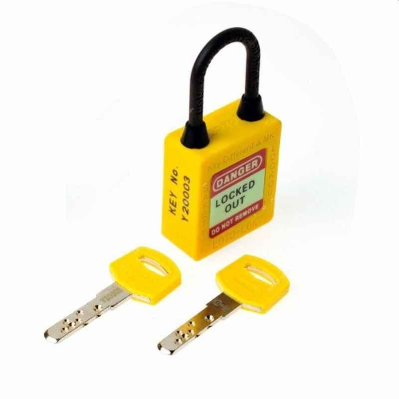 Loto-Lok 40x5mm Nylon & Stainless Steel Yellow Three Point Traceability Padlock, 3PTPYKDMKR40