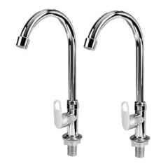 Fastgear Brass & Steel Chrome Finish Silver Sink Tap, FG961 (Pack of 2)