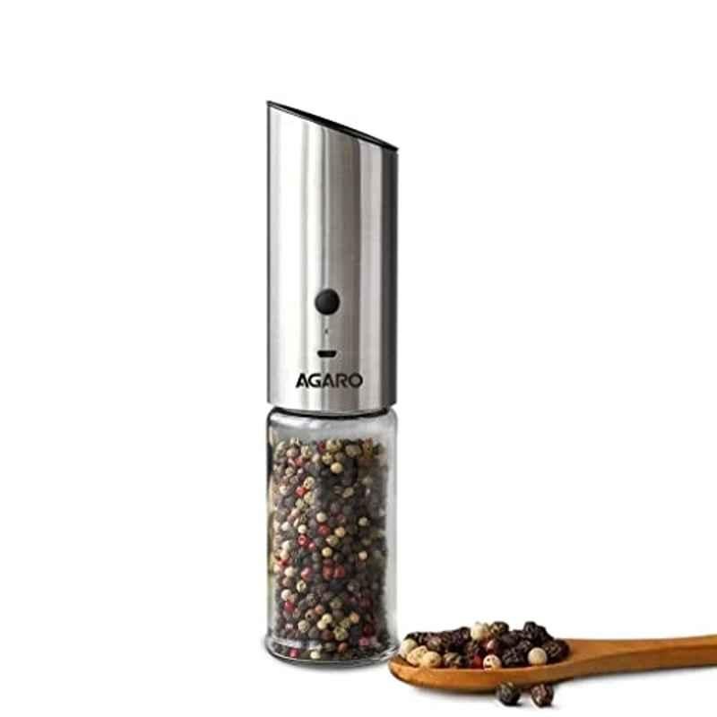 AGARO Gravity 170ml Stainless Steel Silver Salt & Pepper Automatic Grinder, 33991