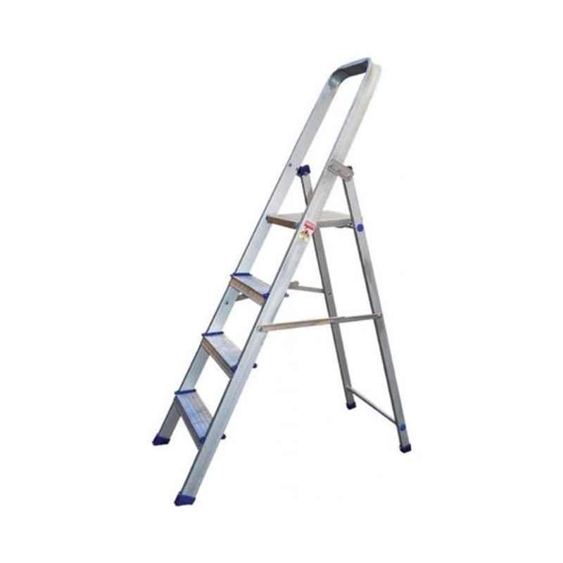 Emc 156cm 4 Step Aluminium Silver Foldable Ladder with Platform, EN-131