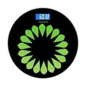 Venus 180kg Tempered Glass Black & Green Electronic Digital Body Weight Machine with LCD Display, EPS-7299