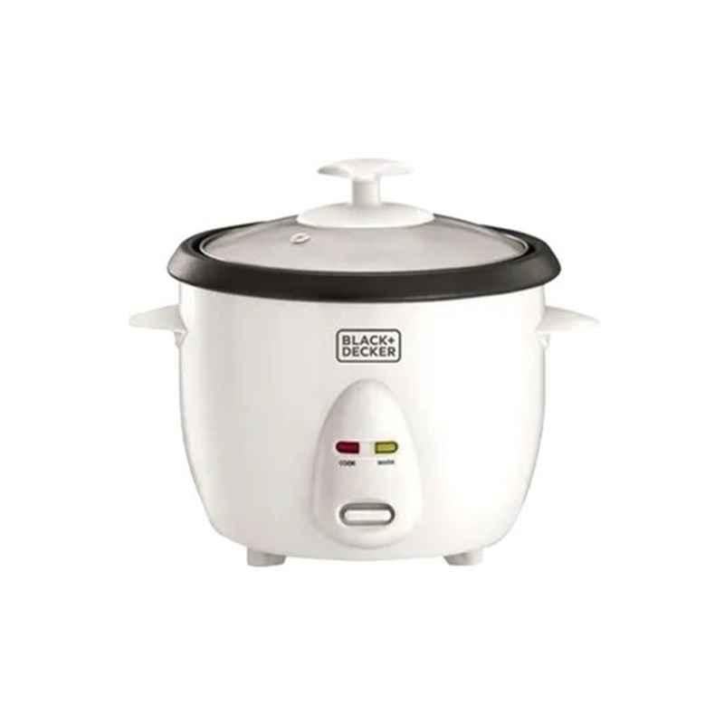 Black & Decker 400W 240V White Non Stick Rice Cooker with Glass Lid, RC1050-B5