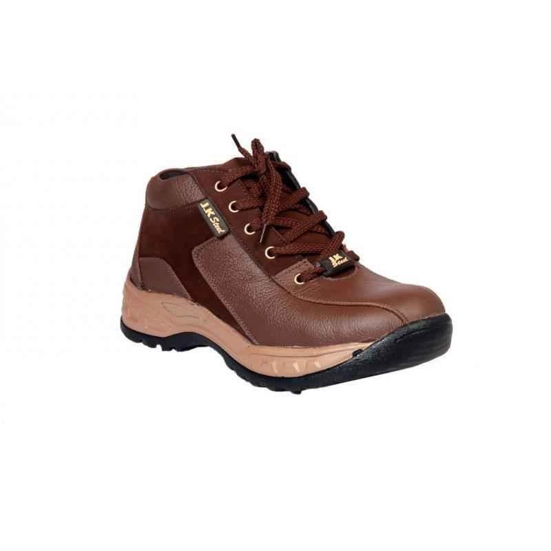 JK Steel JKP0164BRN Faux Leather Steel Toe Brown Work Safety Shoes, Size: 9