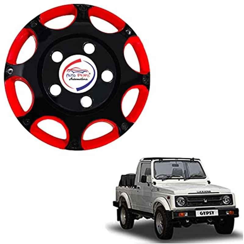 Auto Pearl 4 Pcs 15 inch ABS Black & Red BBR25 Hubcap Wheel Cover Set for Maruti Suzuki Gypsy Mg410