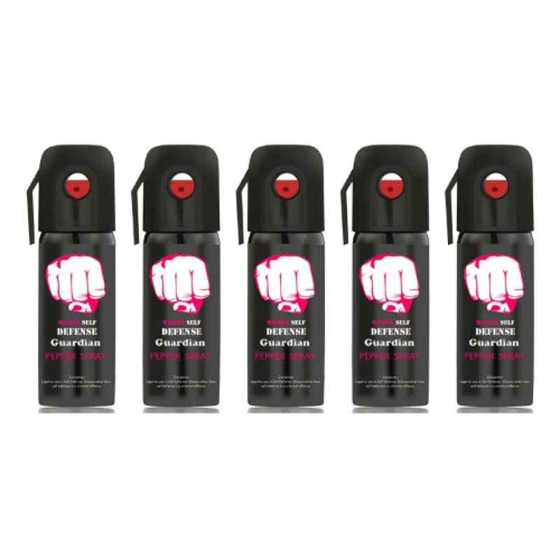 Guardian 55ml Black Self Defense Pepper Spray for Women, GUA-WSD-501 (Pack of 5)