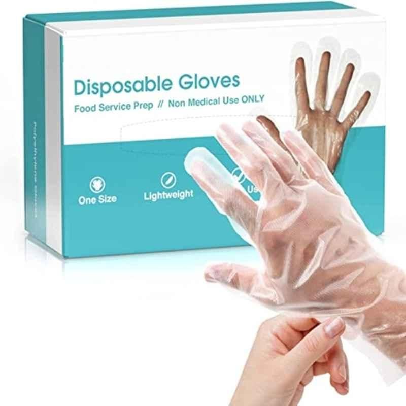 Forgesy 100% Compostable Plastic Transparent Disposable Gloves for Healthcare, Food Service & Cleaning, ERF_644 (Pack of 200)