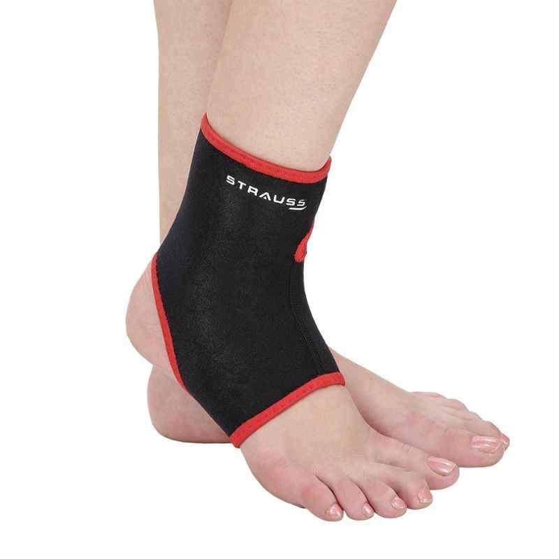 Strauss Medium Black & Red Ankle Support, ST-1275