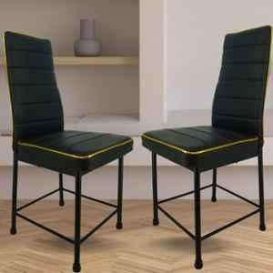 Newturn Bloom Faux Leather Dark Black Dining Chair (Pack of 2)