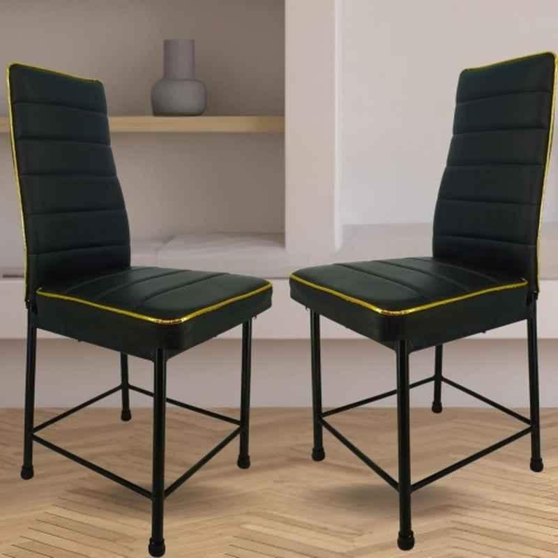 Newturn Bloom Faux Leather Dark Black Dining Chair (Pack of 2)