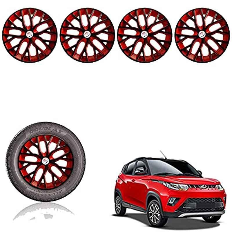 Auto Pearl 14 inch ABS Black & Red Car Hub Cap Wheel Cover for KUV 100 nxt