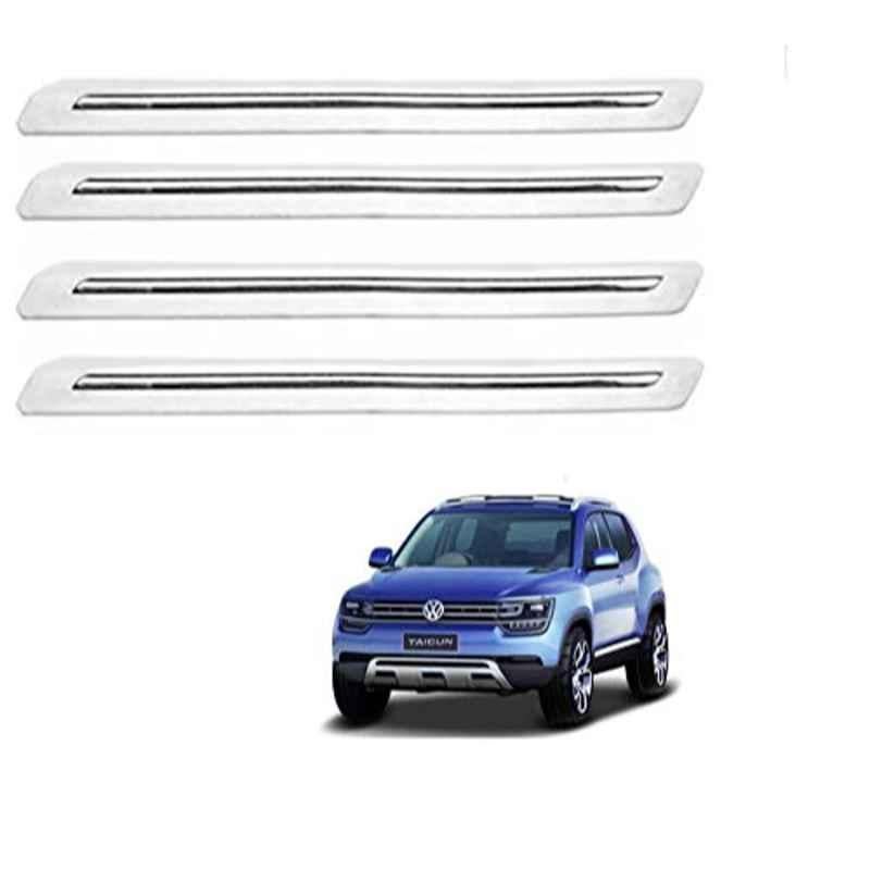 Kozdiko 4 Pcs PVC White Car Bumper Protector Set with Chrome Strip for Volkswagen Tiguan