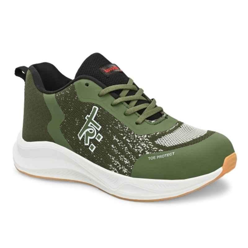 Kavacha S253 Knitted Fabric Olive Green Steel Toe Safety Shoe, Size: 7