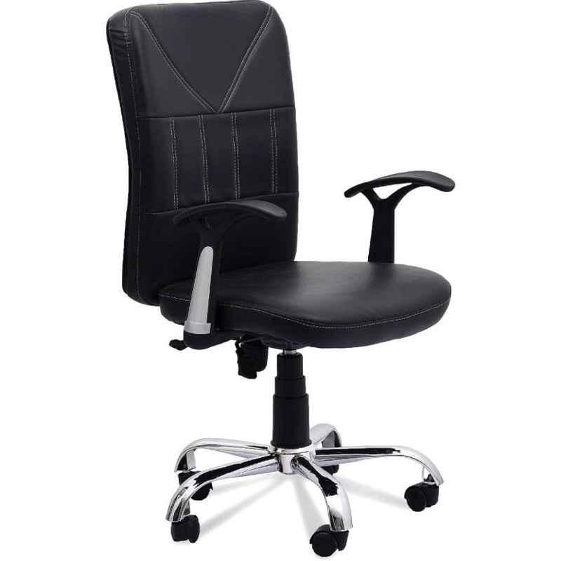 Chair Garage PU Leatherette Black Adjustable Height Office Chair with Back Support, CG114