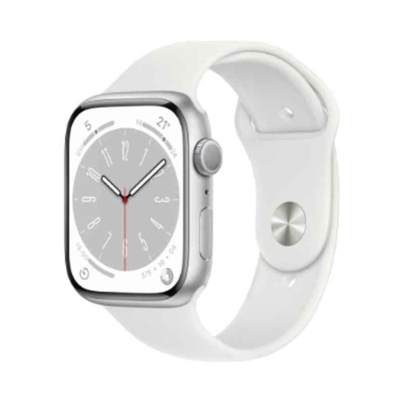 Apple iWatch Series 8 45mm Silver Aluminium Case GPS Smart Watch, MP6N3AE-8-GPS