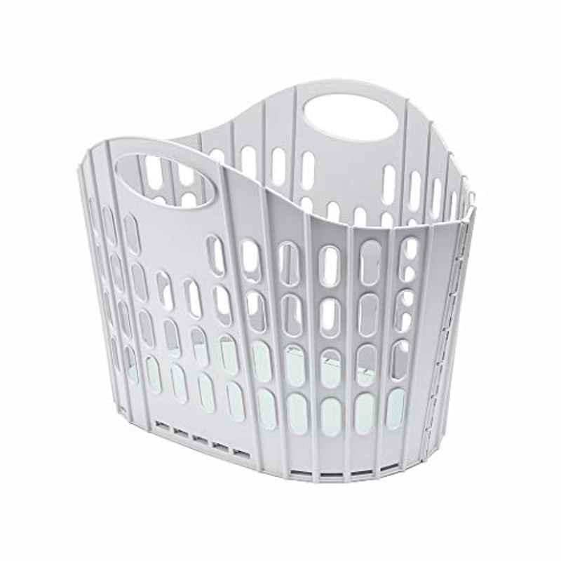 Addis 38L Plastic Grey & Mint Fold Flat Easy Store Laundry Basket, 518163