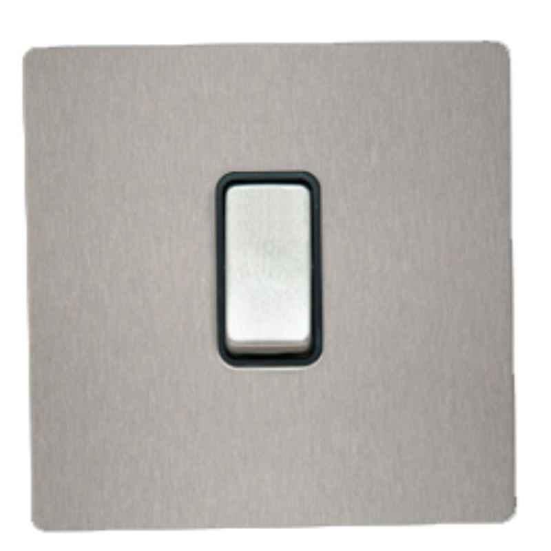 RR Vivan Metallic 10A Brushed Stainless Steel 1-Gang 2-Way Switch with Black Insert, VN6613M-B-BSS
