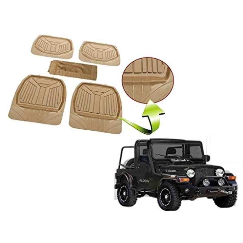 Kozdiko 5 Pcs Rubber Beige 3G Rubber Mat Set for Mahindra TUV 300