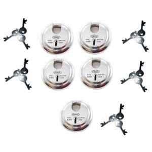 Onmax 65mm Iron 6 Lever Heavy Round Regular Shutter Lock with 3 Keys, SRSL65N2 (Pack of 5)
