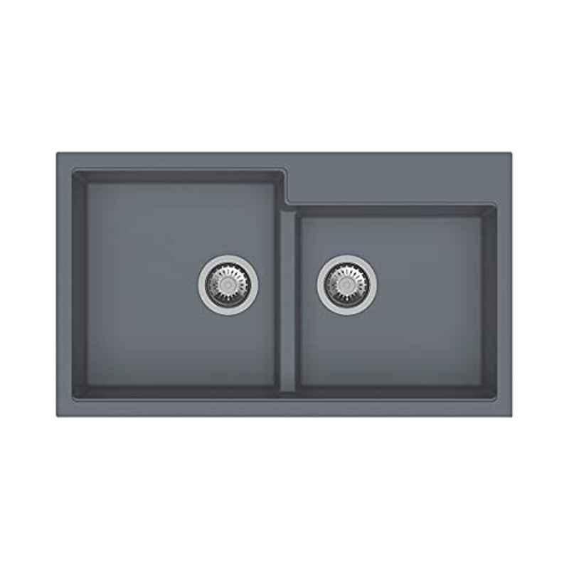 Uken Heavy Duty Quartz Kitchen Sink (31X17.5) With Accessories(31/17.5-Qr-Me-Gs--9) Grey