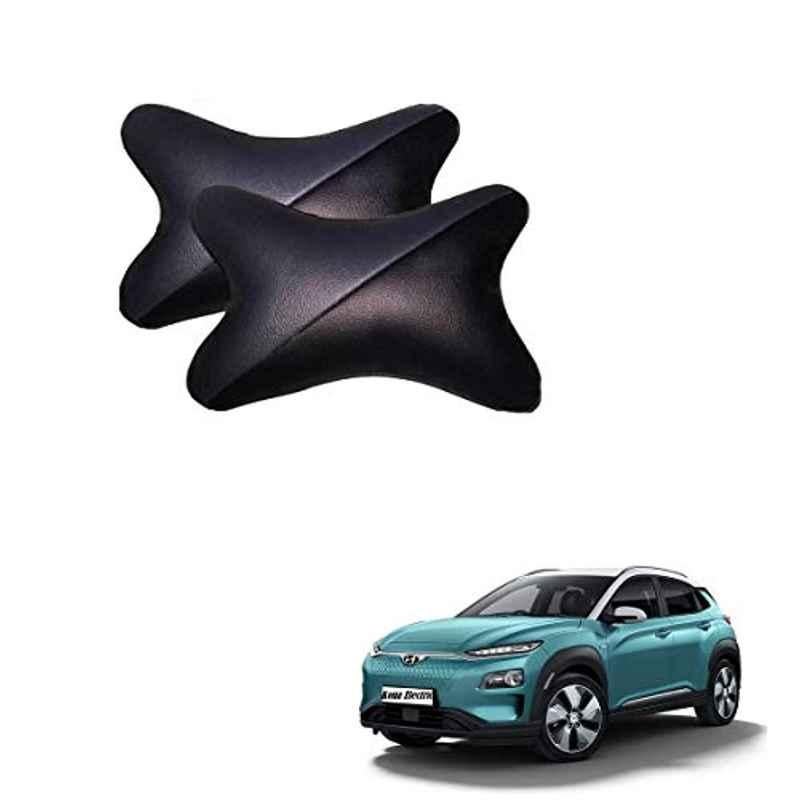 Kozdiko 2 Pcs Memory Foam Grey & Black Car Neck Rest Cushion Pillow Set for Hyundai Kona Electric