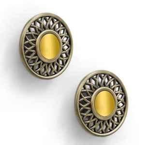 Plantex Zinc Brass Antique Pull-Push Round Drawer Knob for Kitchen, DTK-213 (Pack of 2)