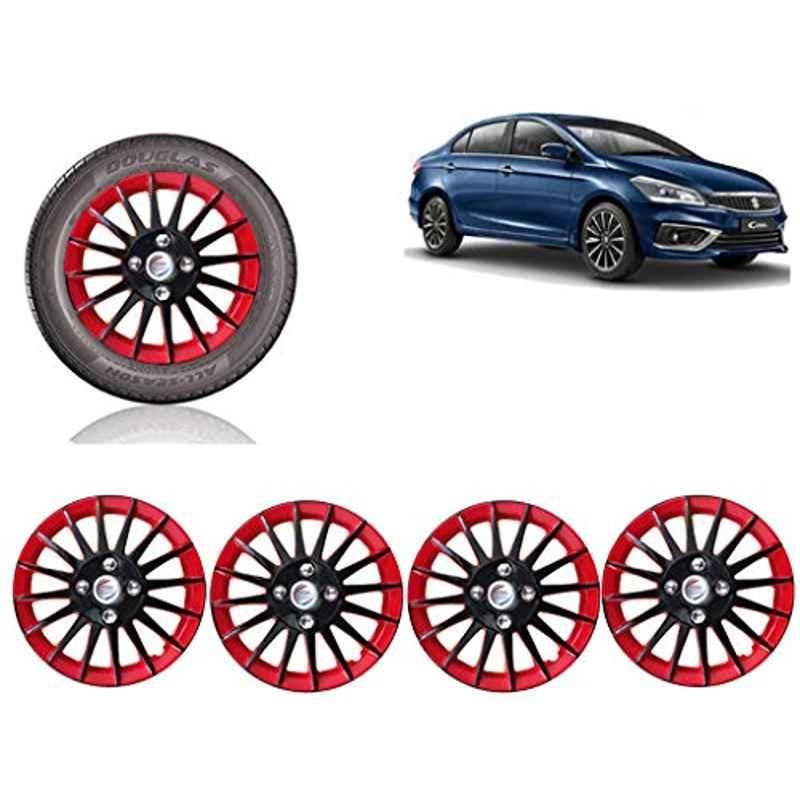 Auto Pearl 4 Pcs 15 inch ABS Red & Black Car Wheel Cover Set for Maruti Suzuki Ciaz 2018