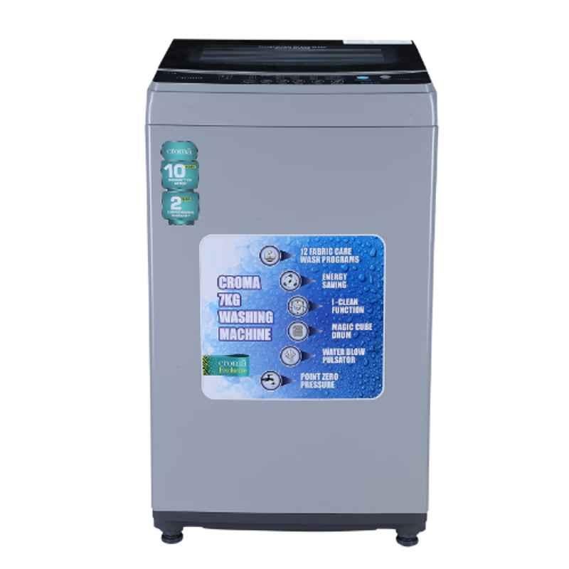 Croma 7kg 5 Star Grey Fully Automatic Top Load Washing Machine, CRAW1401