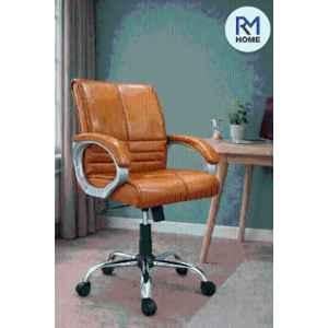 RM HOME Veltor Classic Leather Medium Back Tan Executive Chair