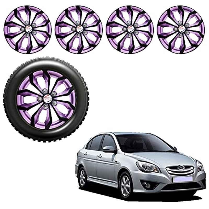 Auto Pearl 4 Pcs 14 inch ABS Black & Violet Car Wheel Cover Set for Hyundai Verna Transform